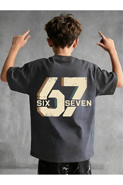 SVART WEAR تي شيرت Six Seven 67 مطبوع برقبة دائرية 100% قطن وأكمام قصيرة للأط...