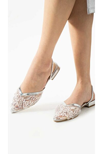 OCHRE Elira Women's Stone Detailed Slingback Pointed Toe Stylish Daily Baller...