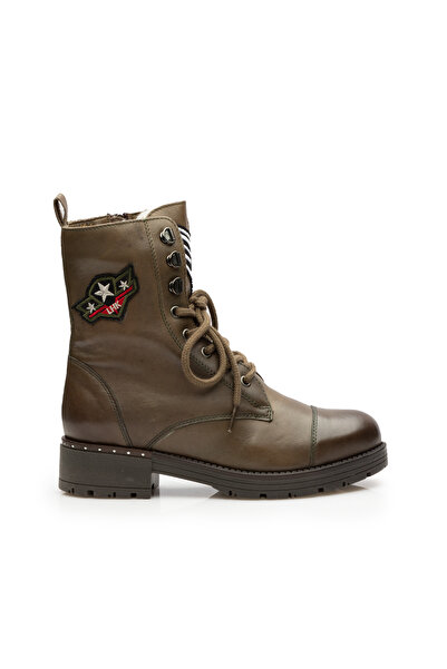 UrbanShoes Women's casual-military boots made of genuine Leather - 505 Box Green