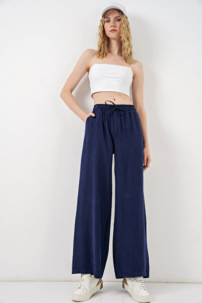 Bigdart Γυναικείο παντελόνι με ψηλή μέση και φαρδιά μπατζάκια 30097 - Μπλε να...