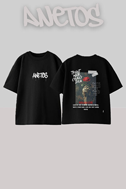 Anetos Μπλουζάκι από βαμβάκι με σχέδιο Rose Skeleton και στάμπα στην πλάτη, μ...