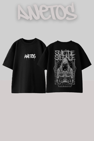 Anetos Μπλουζάκι Suicide Silence με στάμπα στην πλάτη, βαμβακερό, μαύρο, over...