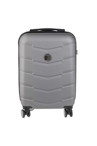 OEM Valiză troler gri metalizat cu dungi în relief 33L