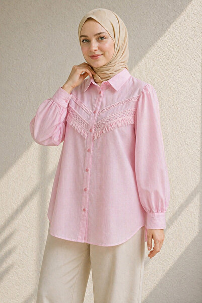 Kirazgym Δαντελένιο Πουκάμισο Τουνίκ – Μακρυμάνικο, με Κουμπιά, Κομψό Γυναικε...