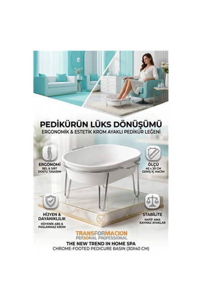 Genel Markalar İthalat® Profesyonel Krom Ayaklı Pedikür Leğeni - Evde Spa Kon...