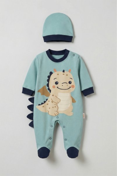 Bamoola 100% Cotton Premium 2-Piece Baby Romper Set (Romper + Hat)