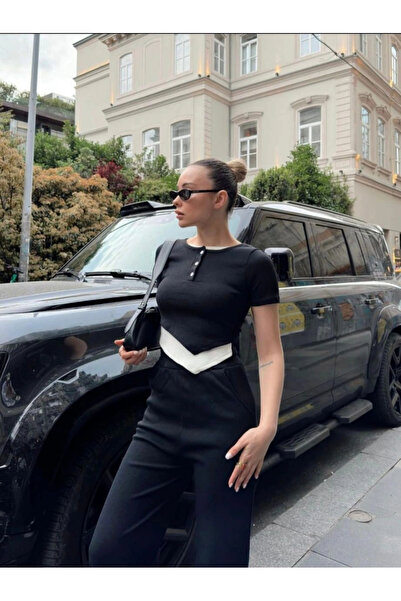 BİGÜMEX Set din două piese cu tricou, alb, cu detalii asimetrice