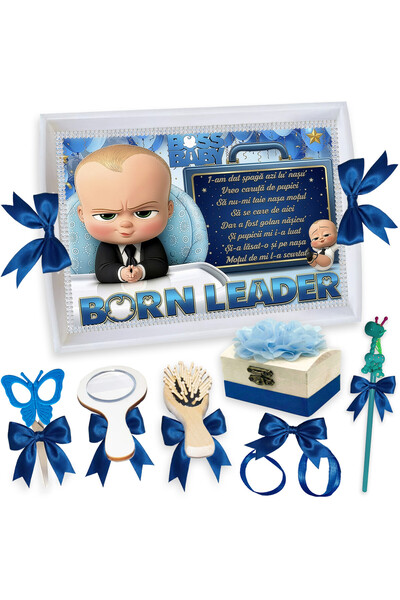 LoreBebe Set Tava Taiere Mot Baieti, Tavita Alba, 7 Piese, Model Happy Zoo, 3...