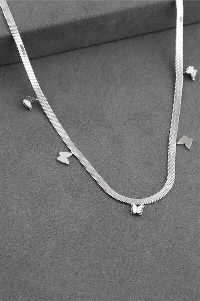 Bozhi Necklace Stainless Steel Silver 45 cm Glittering Style Zircon Pendant