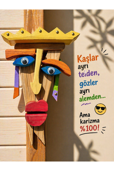 Carveni El Yapımı Ahşap Dekoratif Maske – Duvar Süsü
