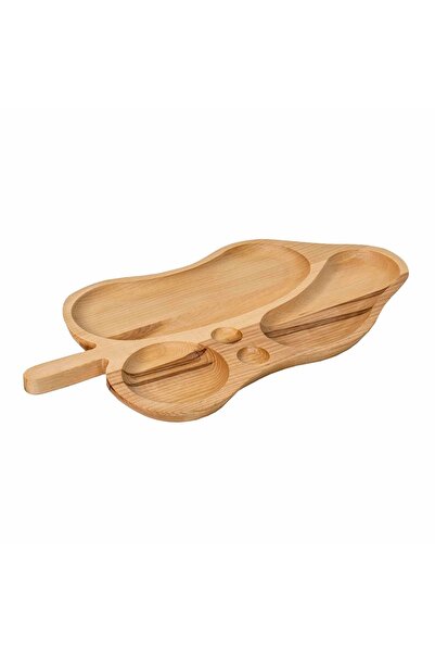 FOXMAG24 Tavă de servire din lemn de fag, în formă de frunză, 50x26x2 cm