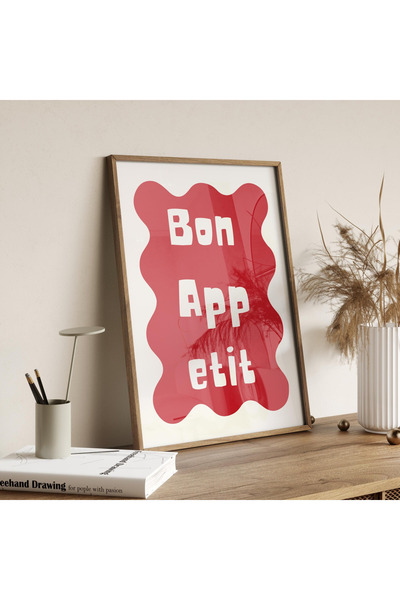 Tuba Decor Tablou dintr-o singură bucată cu ramă din lemn bon appetit