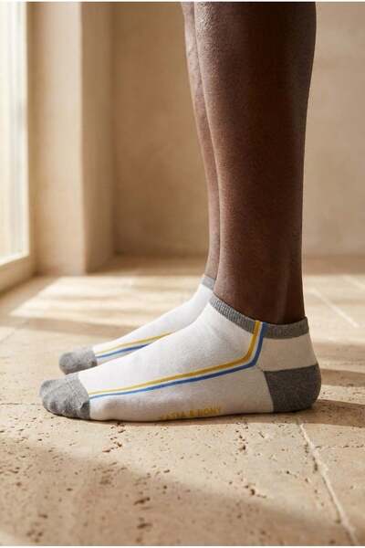Katia&Bony Men's Yellow Colored Striped Step Socks