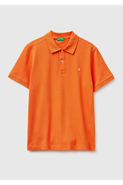 United Colors of Benetton Men's Orange Regular Fit Short Sleeve Polo T-Shirt
