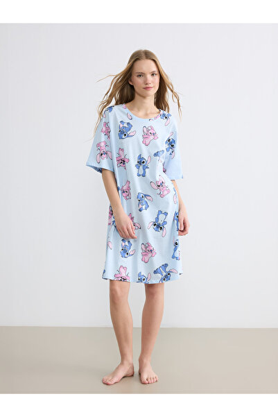 LC Waikiki Crew Neck Stitch and Angel Printed Women's Nightdress