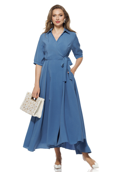 Fofy Rochie casual petrecuta stil camasa cu buzunare laterale din vascoza alb...