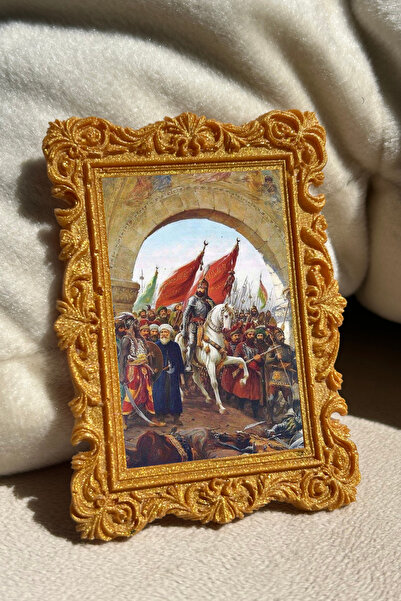 Minoart Osmanlı Serisi 4’lü Gold Magnetli + Yapıştırmalı Vintage Mini Tablo Ç...