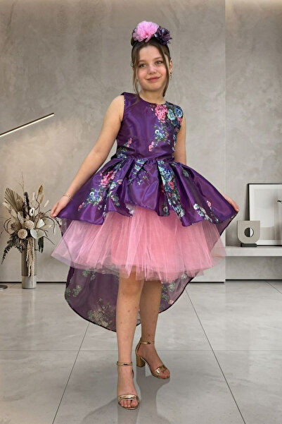 tny kids collection Floral Patterned Satin Dress
