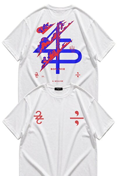 Fuddy Moda Tricou unisex Bon Iver A Million cu imprimeu pe spate, tricou supr...