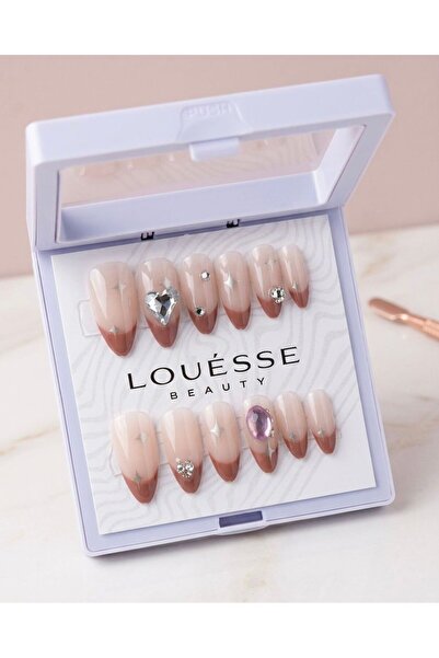 Louesse Beauty Louésse Rose Glow Takma Tırnak Seti 12’li – Taş Detaylı Nude P...