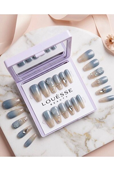 Louesse Beauty Louésse Ocean Glow Takma Tırnak Seti 12’li – Mavi Ombre Simli ...