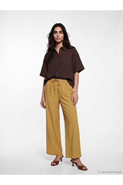 LC Waikiki Nevavm Women's Modal Blend Pants with Elastic Waist and Contrast D...