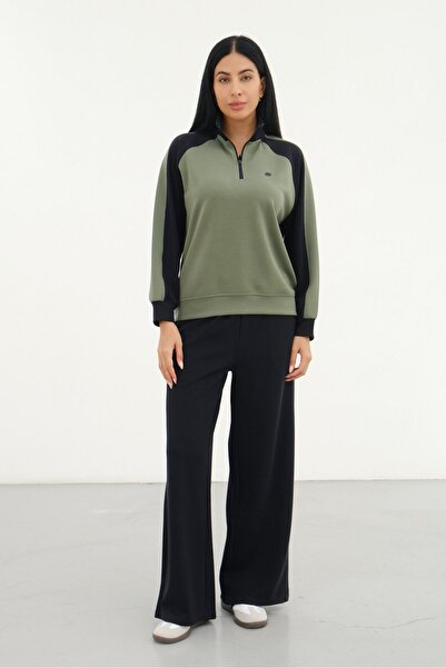 Shooter Sportswear أسود - طقم رياضي نسائي من ماركة Çağla، قميص بسحاب نصف واحد...