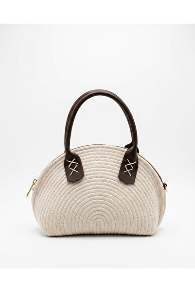 Generic Brand Wicker Jute Stylish Oyster Model Leather Handle Luxury Small Ha...