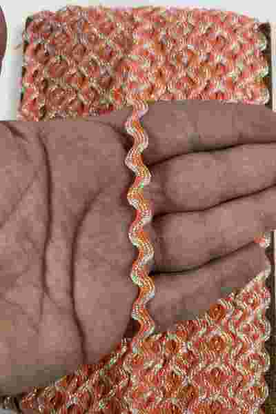 Hobigram Orange Silver Lumy Vortiq Embossed Zigzag Decorative Ribbon – Premiu...