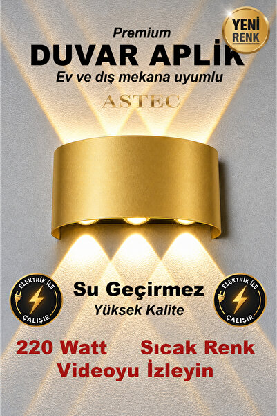 ASTEC Dekoratif Aydınlık Gold/Altın Aplik Gün Işığı 10 W Elektrikle Çalışır