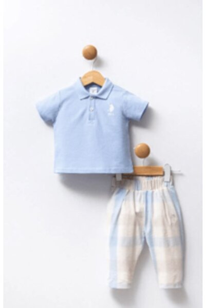 U.S. Polo Assn. طقم أزرار ياقة للأطفال الأولاد من عمر 1-3 سنوات باللون الأبيض