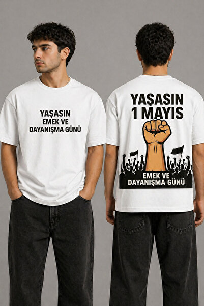 VODEXA 1 MAI ZIUA LUCRĂTORULUI Tricou oversize unisex imprimat 100% bumbac Tr...