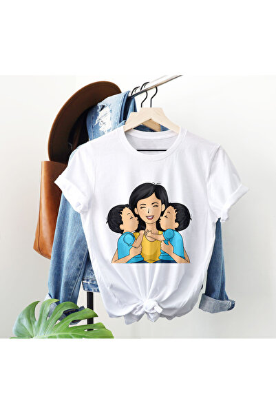 Justime Design Mother Front Print Oversize Cotton Crew Neck Unisex T-Shirt