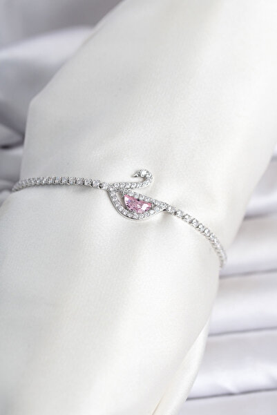 Berren Stylish Brass Silver Color Zircon Stone Swan Model Waterway Women's Br...