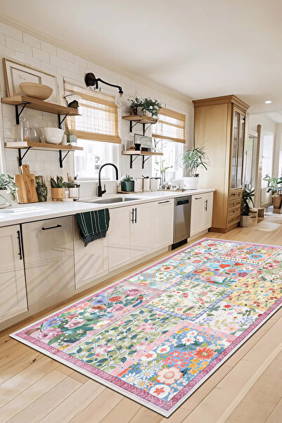 Hülya Home Salon Halısı Mutfak halısı Yolluk Geometrik İskandinav Eskitmeli Dijital Baskı Yıkanabilir halı 9144