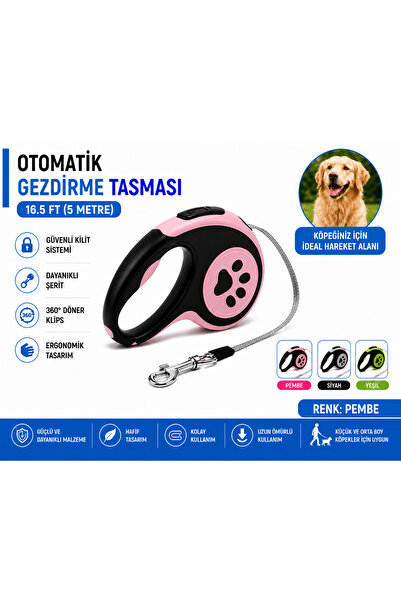 Morfi 1.kaliteli Evcil Hayvan Otomatik Geri Çekilebilir Pati Desenli Gezdirme...