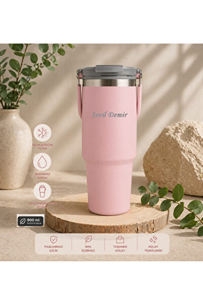 Cömert Hediyelik Eşya Kişiye Özel Termos Bardak 900 ml Paslanmaz Çelik -Çift ...