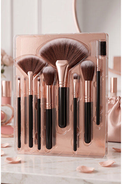 Lance Luxurious 7-Piece Professional Makeup Brush Set - Rose Gold Detailed, S...