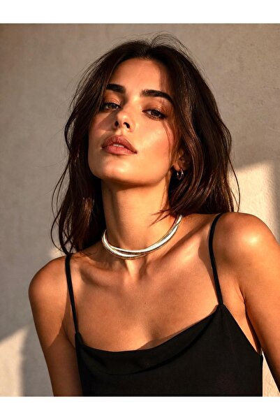 NISHPOINT ALTIN RENGİ SARMAL CHOKER KOLYE ÇİFT SIRALI