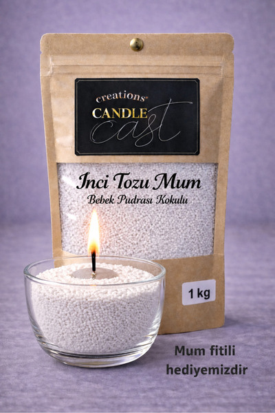 CandleCastCreation Bebek Pudrası Kokulu Beyaz İnci Tozu Mum 1 KG - Kum Mum - ...
