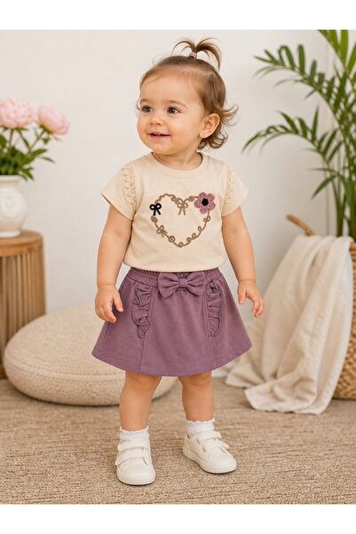 Pure Boutique Set haine bebe fete 2 piese bumbac premium – tricou si fusta pa...