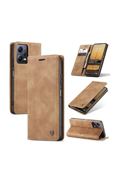 Caseme 013 Retro Θήκη Βιβλίο Brown (Xiaomi Redmi Note 12 5G/Poco X5 5G)