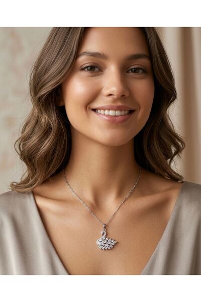 Mutenaura Stainless Steel Swan Necklace Swrski Model