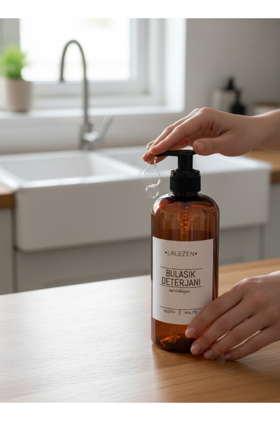 LALEZEN HOME Bulaşık Deterjanı Etiketli Sabunluk Şişesi 500ml