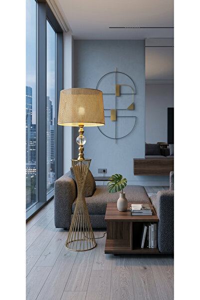 Decodelight Gold Burgu Model Kristal Taşlı Metal Ayaklı Pileli, Hazeran ve Ku...