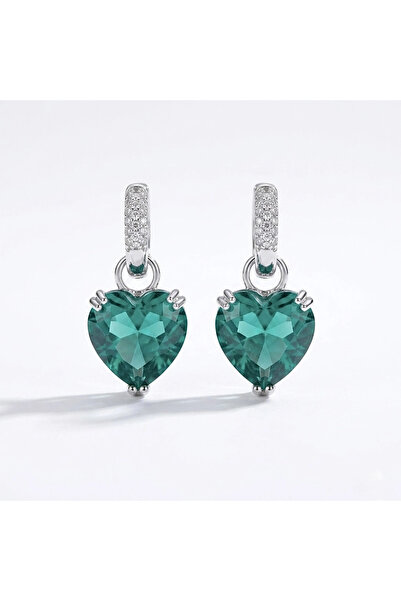 h&b design jewel أقراط القلب الأخضر الصلب