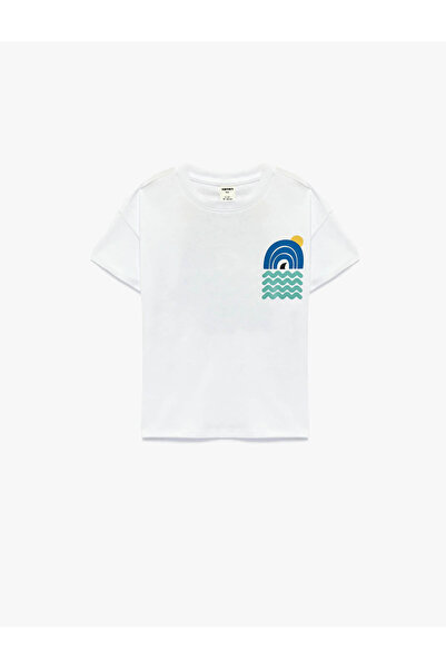 Koton Tricou din bumbac cu mânecă scurtă și decolteu