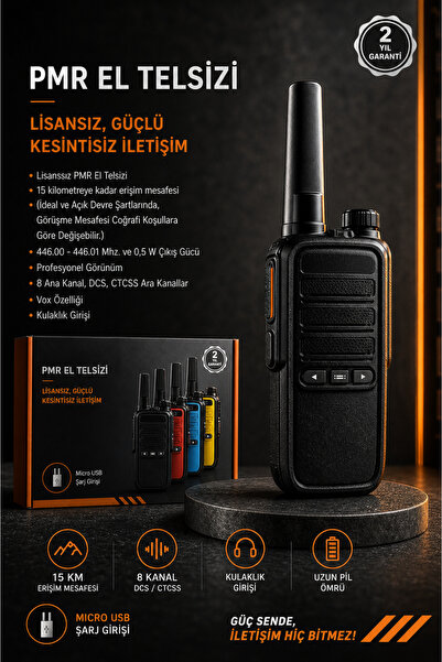 HMO Store 15 Km Menzilli 8 Kanal PMR El Telsizi | Li-ion Batarya & Şarj Ünite...