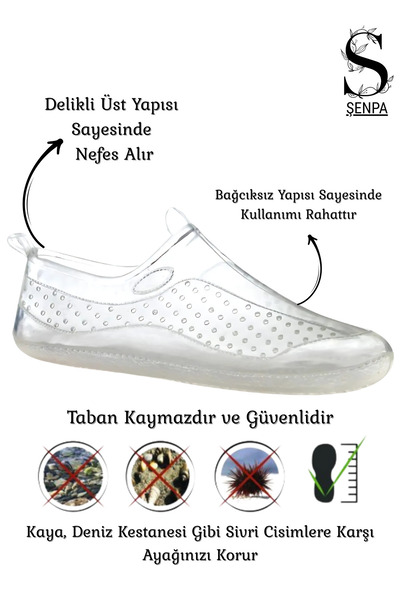Empressco Şeffaf Deniz Ayakkabısı, Kaydırmaz, Unisex, Konforlu ve Hafif Tasarım
