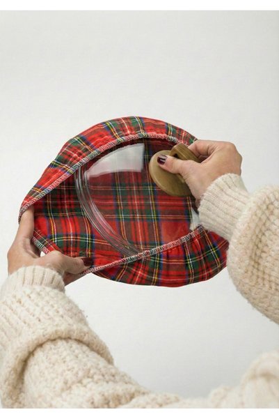 MiniStand Pilav Demleme Cover Cap Anti-Lap Plaid Gingham 2-Piece Demlematic Set
